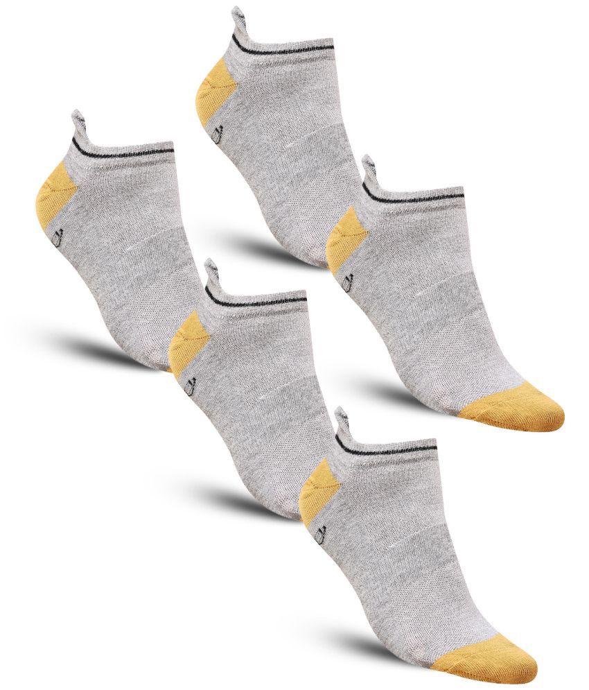     			Dollar - Cotton Men's Self Design Light Grey Ankle Length Socks ( Pack of 5 )