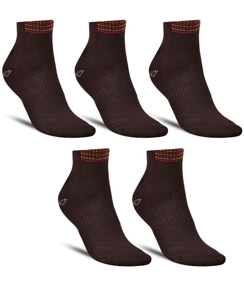     			Dollar - Cotton Men's Solid Brown Ankle Length Socks ( Pack of 5 )