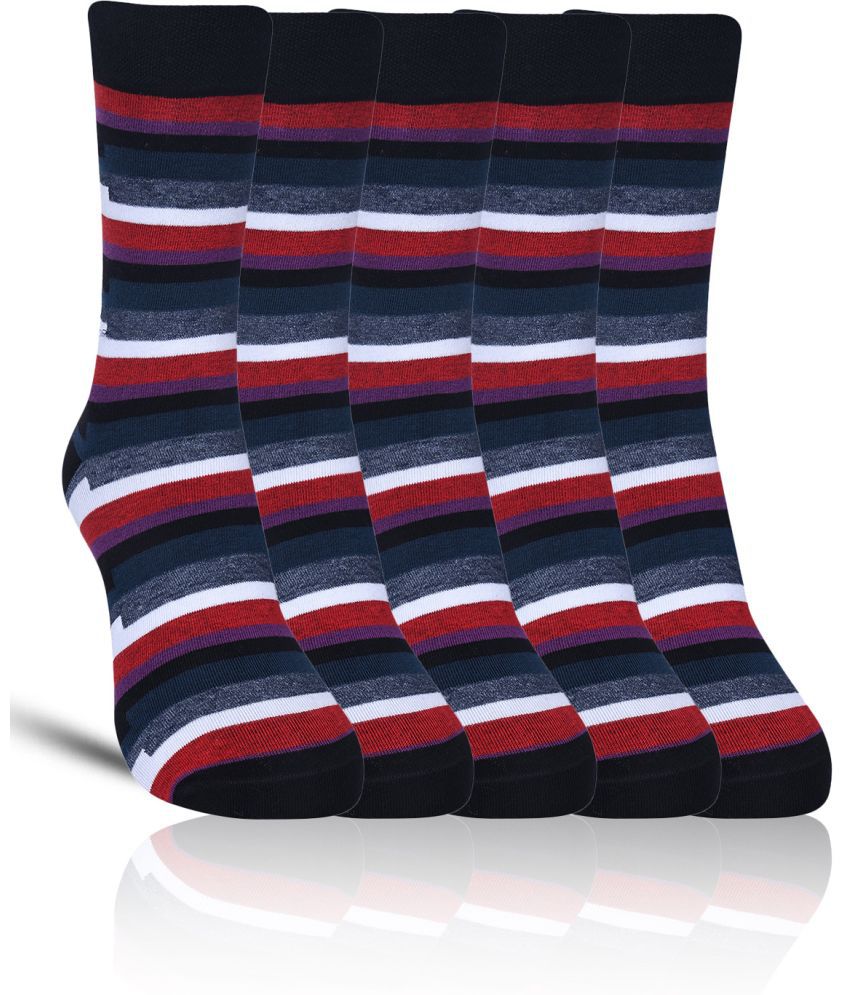     			Dollar - Cotton Men's Striped Black Full Length Socks ( Pack of 5 )
