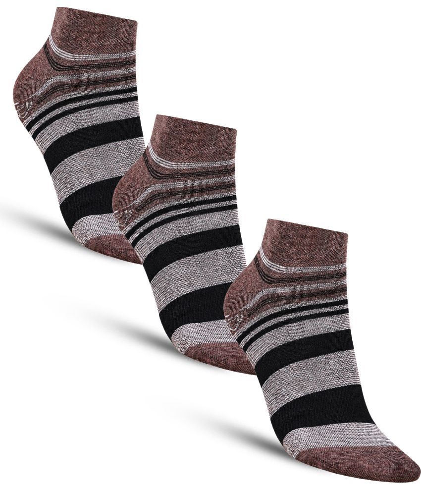     			Dollar - Cotton Men's Striped Brown Ankle Length Socks ( Pack of 3 )