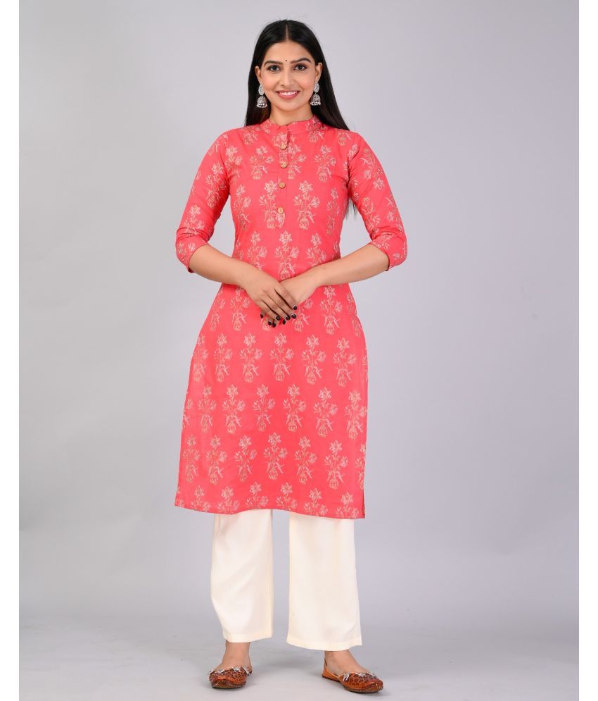     			MAUKA Rayon Printed Kurti With Palazzo Women's Stitched Salwar Suit - Pink ( Pack of 1 )