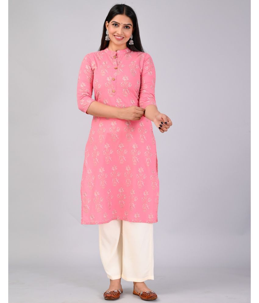     			MAUKA Rayon Printed Kurti With Palazzo Women's Stitched Salwar Suit - Pink ( Pack of 1 )