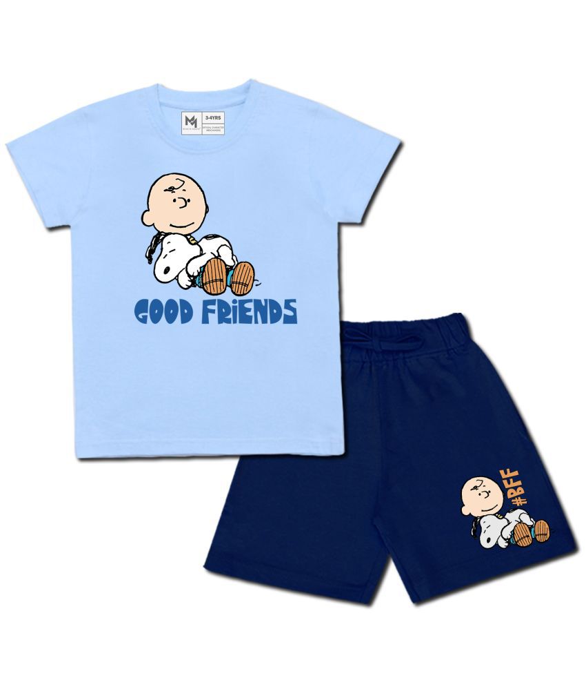     			MINUTE MIRTH - Blue Cotton Baby Boy T-Shirt & Shorts ( Pack of 1 )