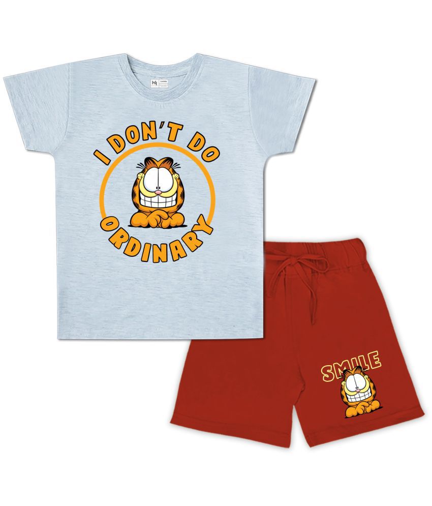     			MINUTE MIRTH - Gray Cotton Baby Boy T-Shirt & Shorts ( Pack of 1 )