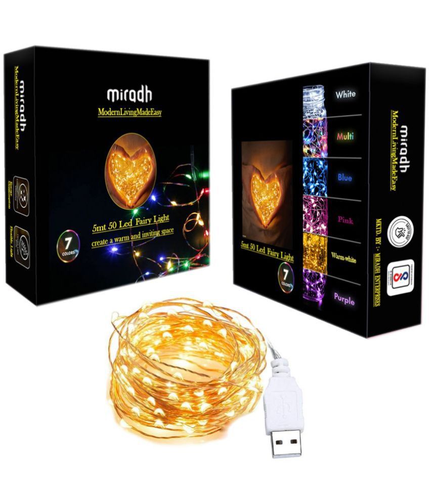     			MIRADH - Yellow 5Mtr String Light ( Pack of 1 )