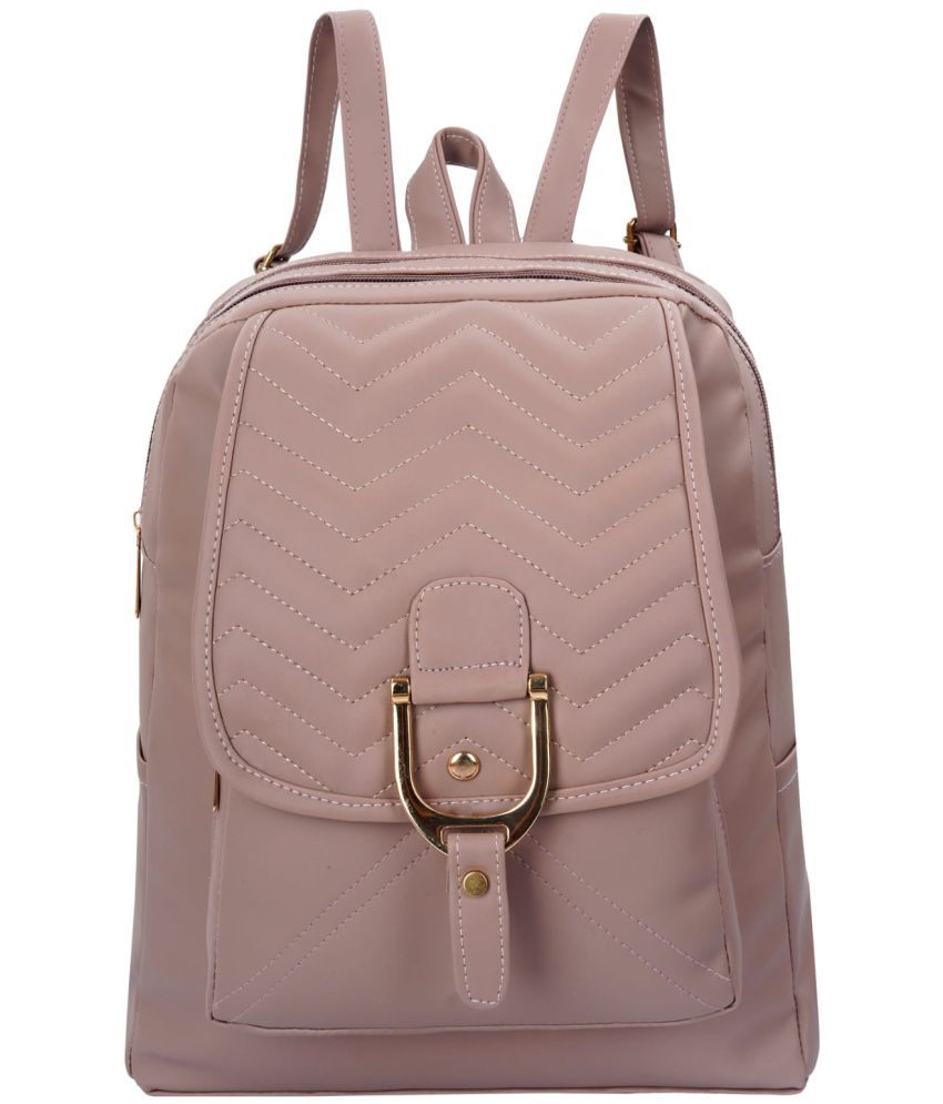     			Raylan 20 Ltrs Pink Faux Leather College Bag