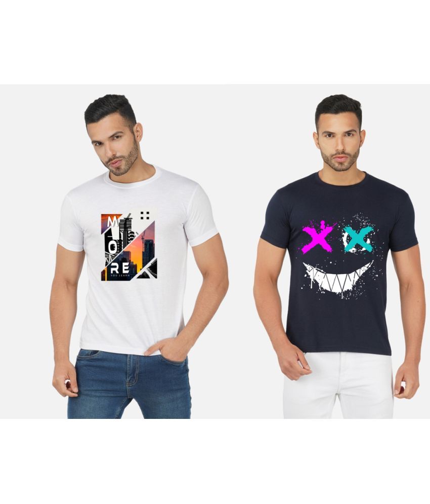     			CHOZI Cotton Blend Regular Fit Printed Half Sleeves Men's T-Shirt - Multicolor ( Pack of 2 )