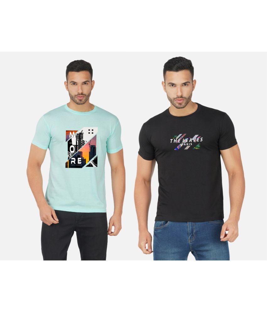     			CHOZI Cotton Blend Regular Fit Printed Half Sleeves Men's T-Shirt - Multicolor ( Pack of 2 )