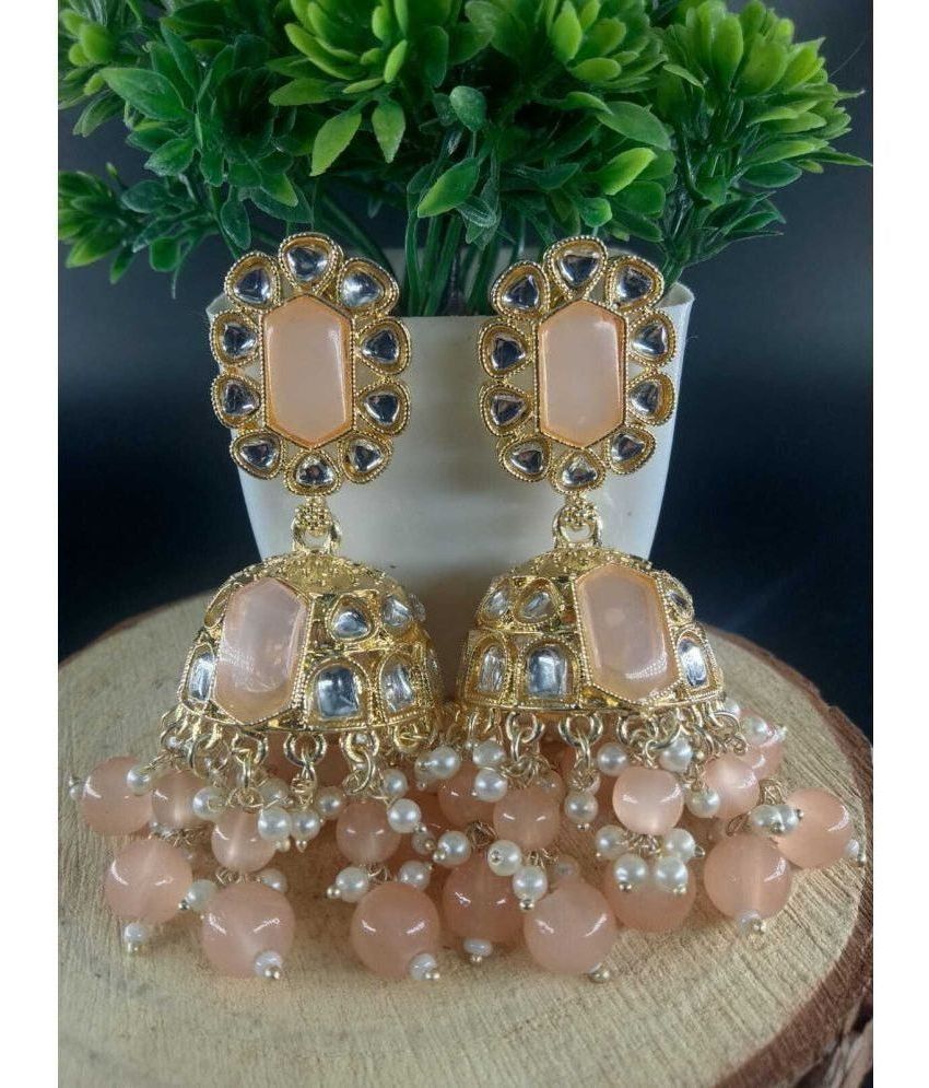     			Jiyanshi fashion Peach Jhumki Earrings ( Pack of 1 )