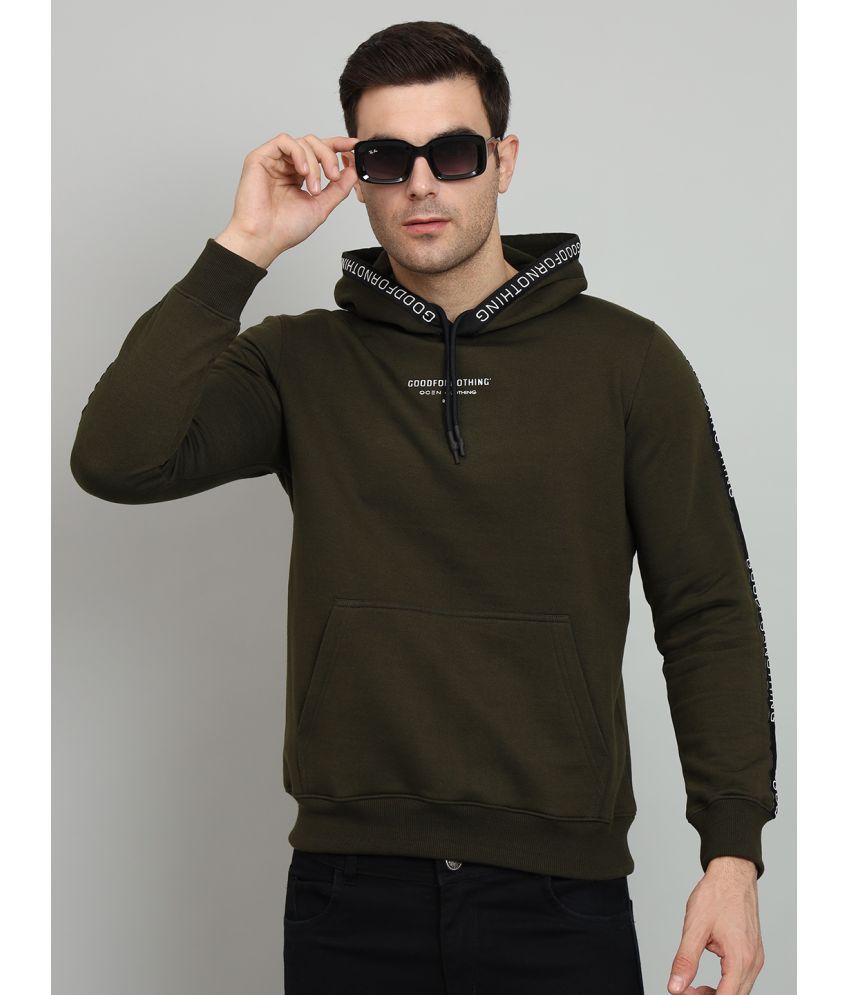     			OGEN Cotton Blend Hooded Men's Sweatshirt - Olive ( Pack of 1 )