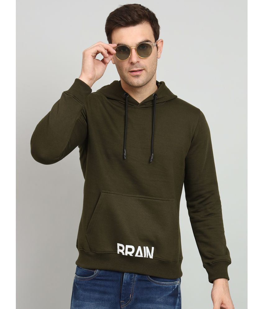     			OGEN Cotton Blend Hooded Men's Sweatshirt - Olive ( Pack of 1 )