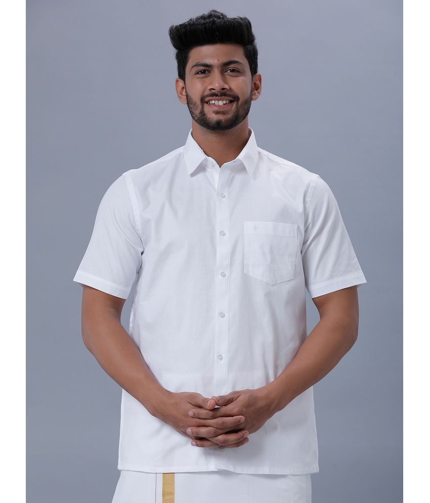     			Ramraj cotton Cotton Blend Regular Fit Half Sleeves Men's Formal Shirt - White ( Pack of 1 )