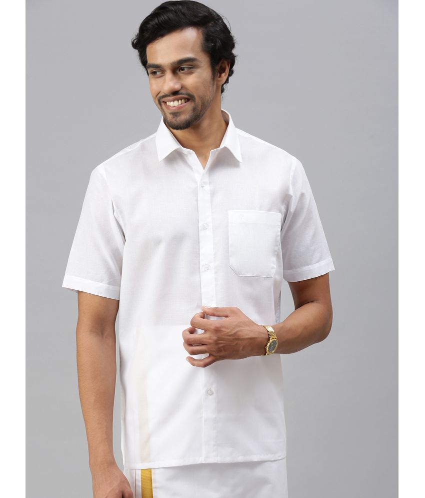     			Ramraj cotton Cotton Blend Regular Fit Half Sleeves Men's Formal Shirt - White ( Pack of 1 )