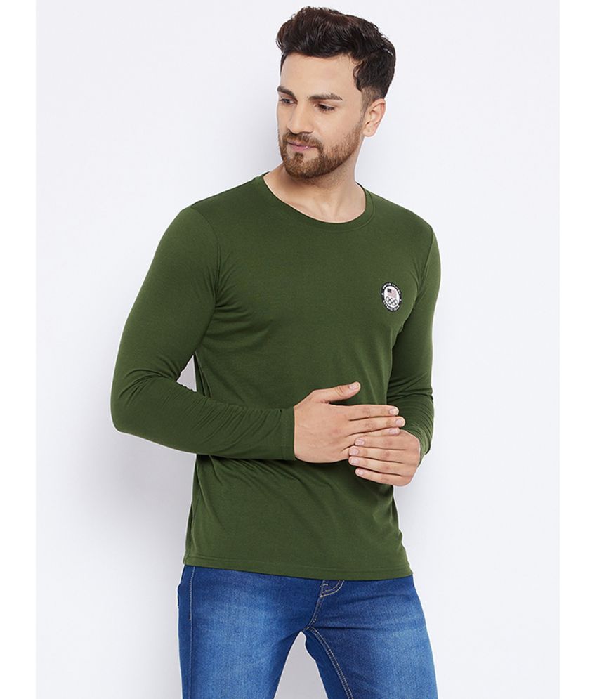     			The Million Club Polyester Regular Fit Solid Full Sleeves Men's T-Shirt - Olive ( Pack of 1 )