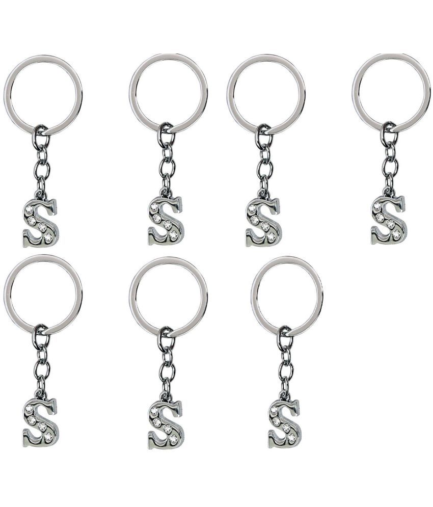     			Americ Style - Silver Men's Alphabet Keychain ( Pack of 7 )