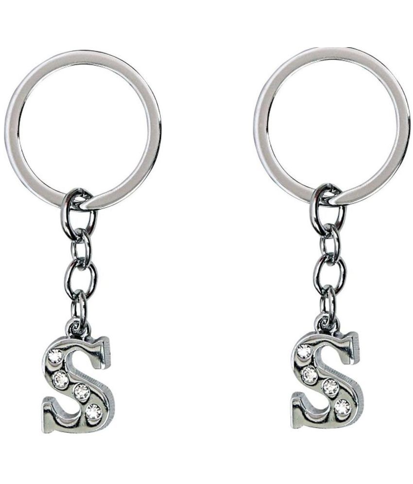     			Americ Style - Silver Men's Alphabet Keychain ( Pack of 2 )