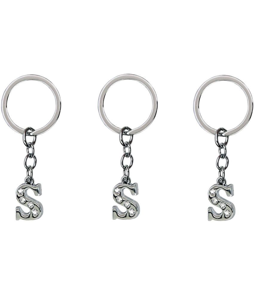     			Americ Style - Silver Men's Alphabet Keychain ( Pack of 3 )