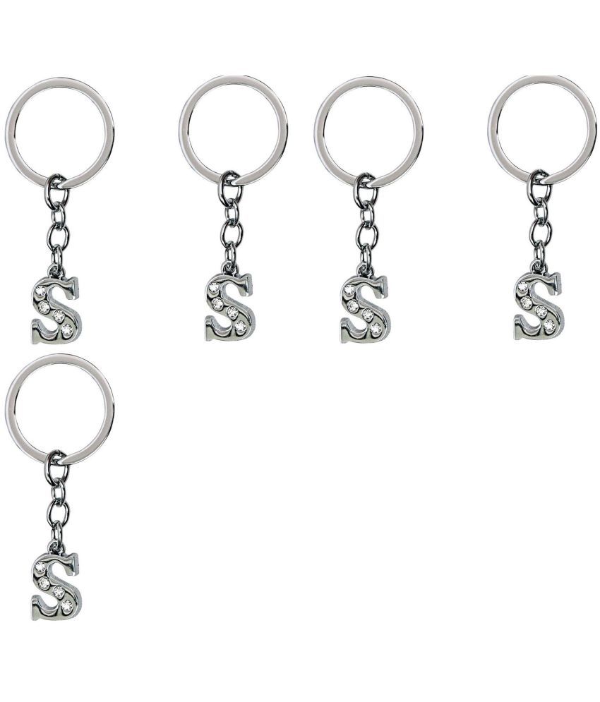     			Americ Style - Silver Men's Alphabet Keychain ( Pack of 5 )