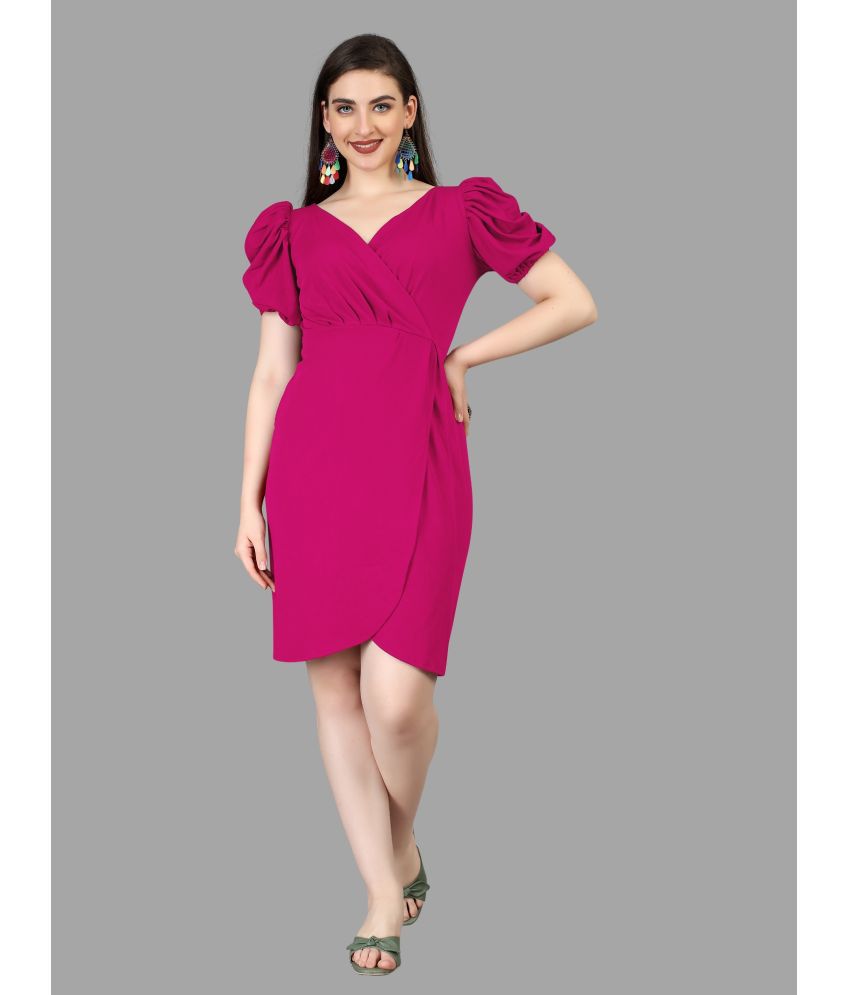     			Apnisha Polyester Solid Above Knee Women's Bodycon Dress - Pink ( Pack of 1 )
