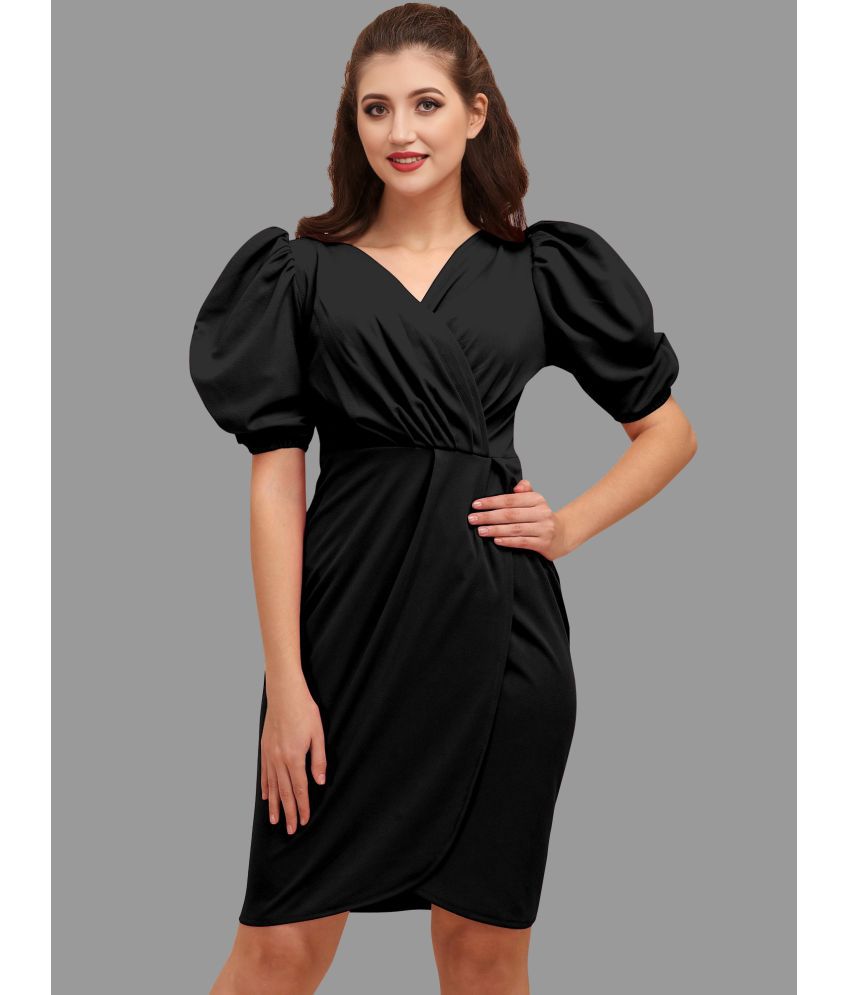     			Apnisha Polyester Solid Above Knee Women's Bodycon Dress - Black ( Pack of 1 )