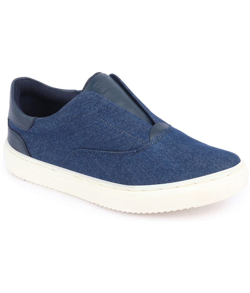     			Fausto Slip On Canvas Sneakers Shoes Navy Blue Men's Sneakers