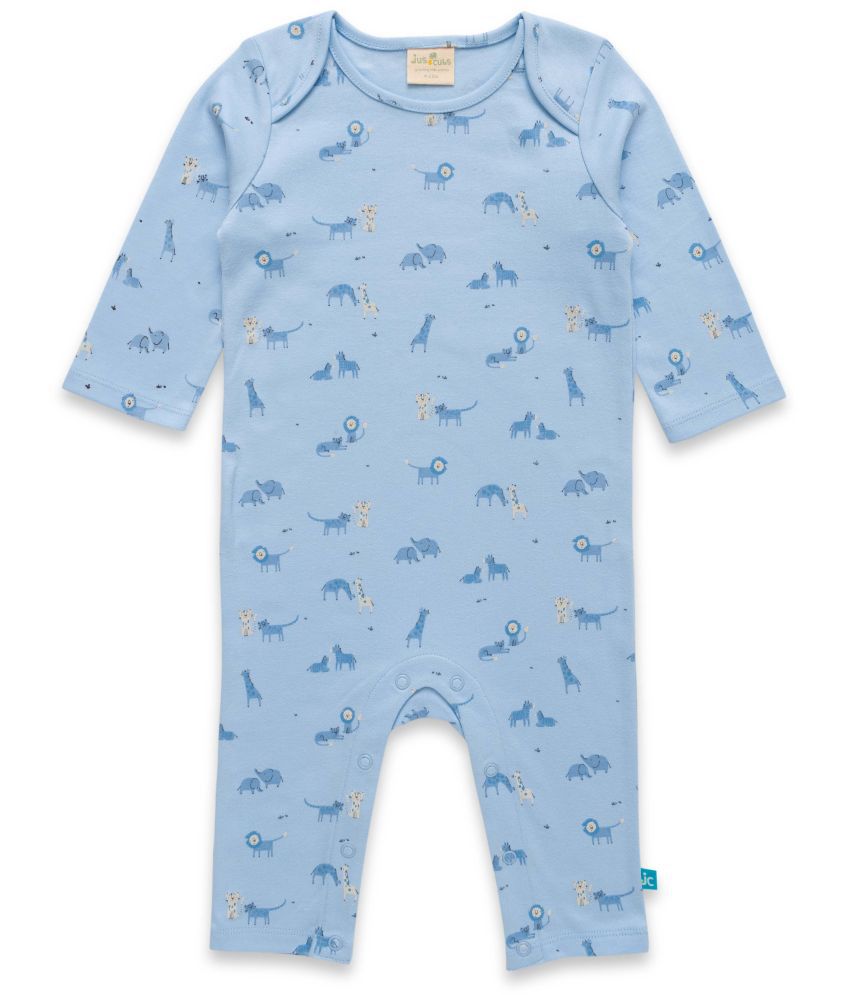    			Juscubs - Blue Cotton Rompers For Baby Boy ( Pack of 1 )