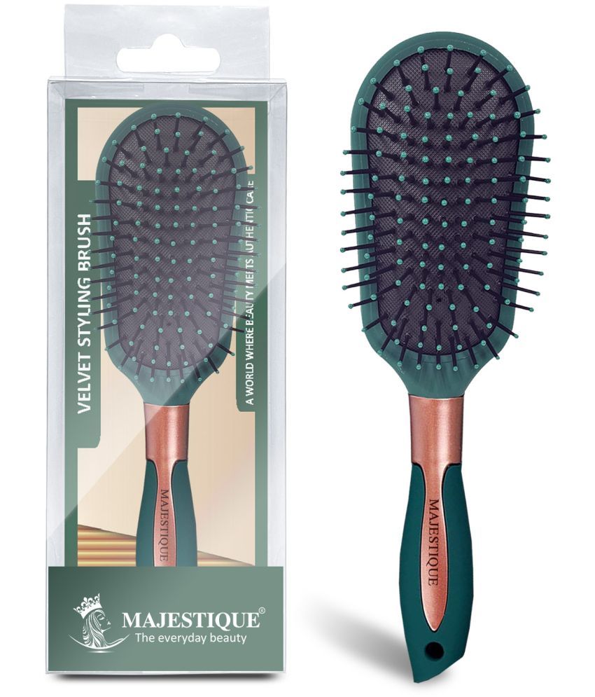     			Majestique Styling Hair Brush Nylon Round Hair Comb for Detangling Separating Shaping - Green