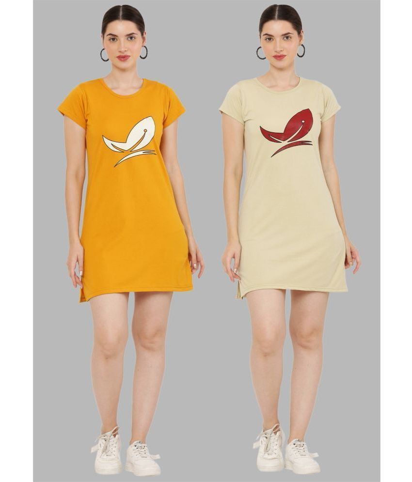     			PREEGO - Multicolor Cotton Blend Women's Nightwear Night T-Shirt ( Pack of 2 )