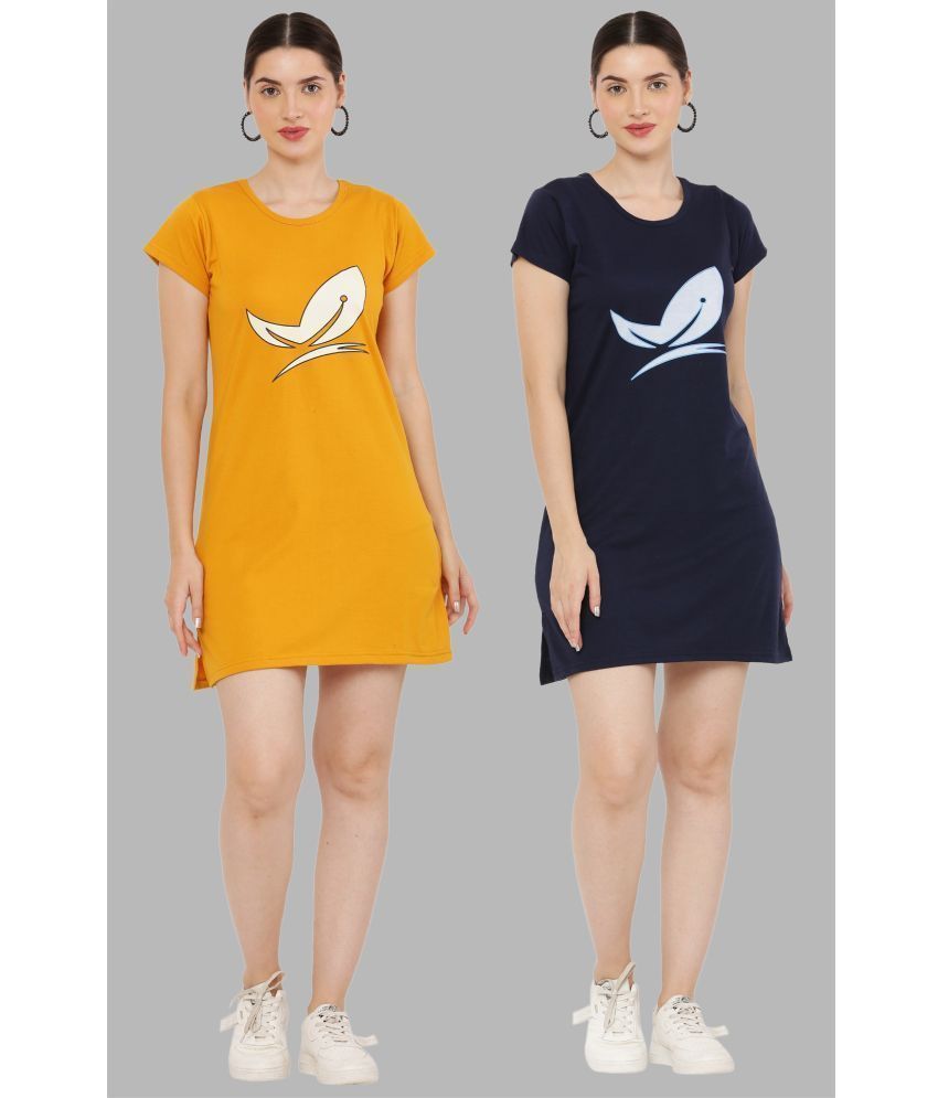     			PREEGO - Multicolor Cotton Blend Women's Nightwear Night T-Shirt ( Pack of 2 )