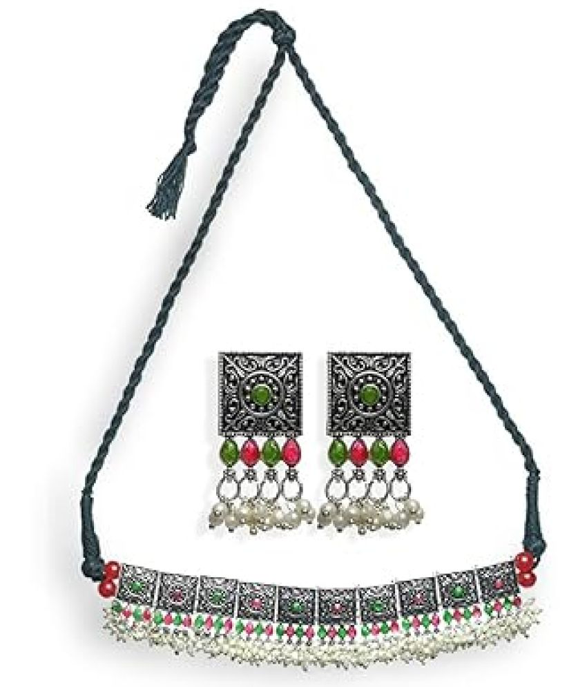     			PUJVI - Multi Color Brass Necklace Set ( Pack of 1 )