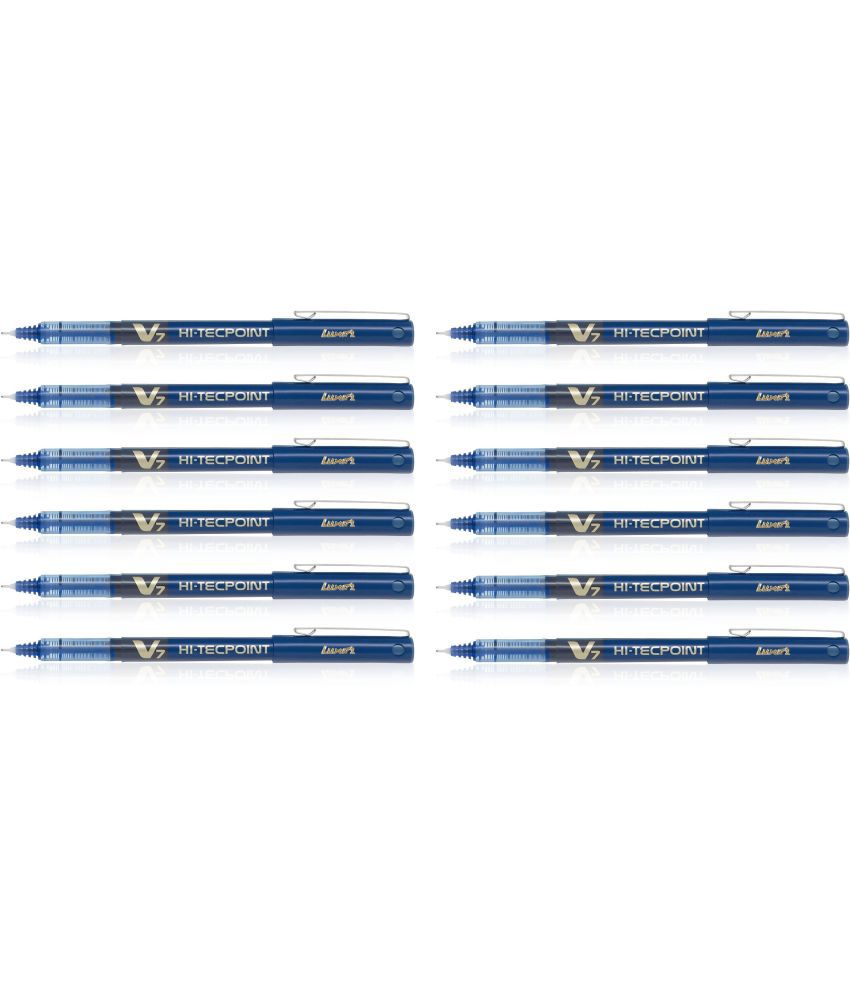     			Pilot Hi-Tecpoint V7 Ball Pen with 0.7mm tip, Pure liquid ink for smooth skip-free writing (Blue, Pack of 12) - Pack of 12