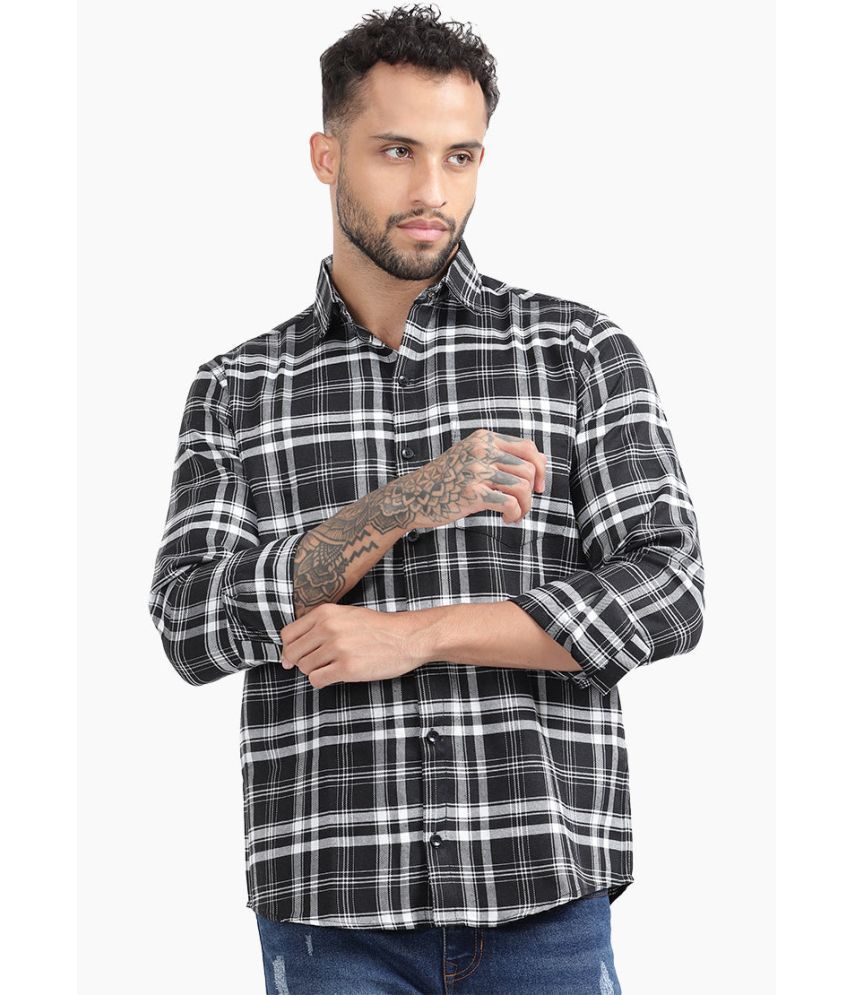     			TrendiVastra Cotton Blend Slim Fit Checks Full Sleeves Men's Casual Shirt - Black ( Pack of 1 )