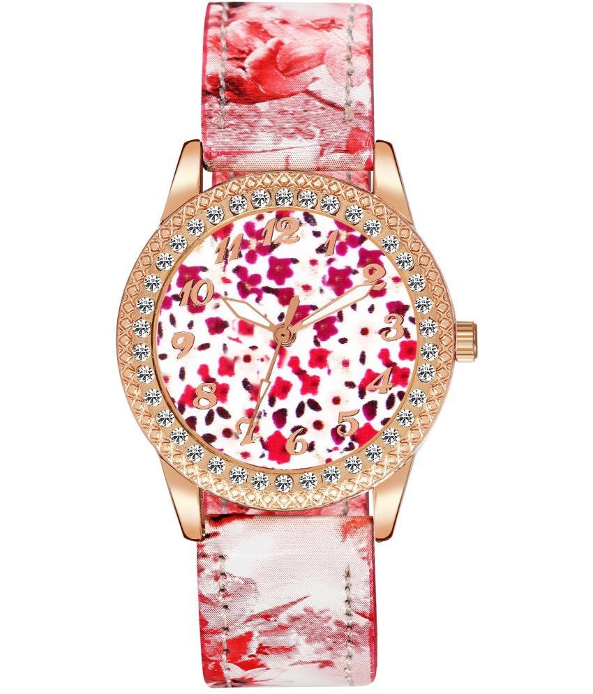     			DECLASSE - Red Leather Analog Womens Watch
