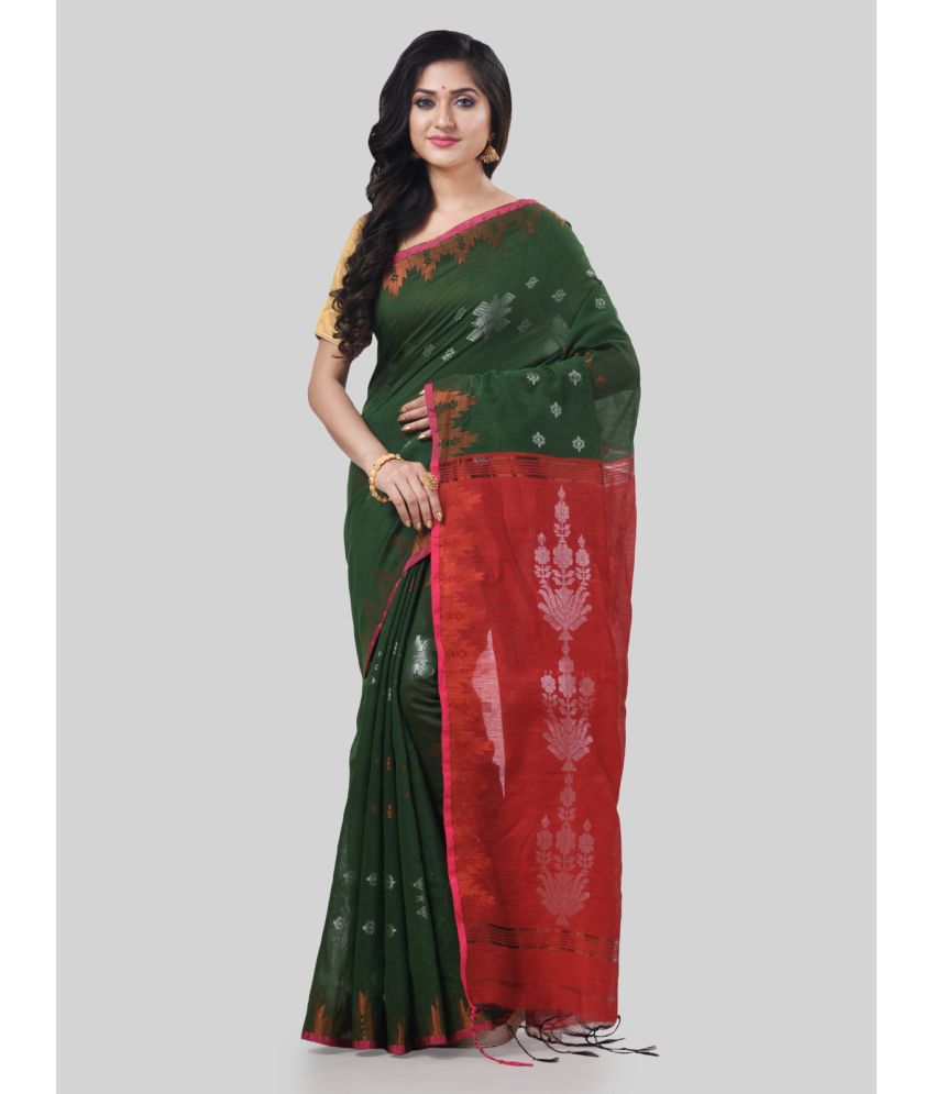     			Desh Bidesh Cotton Silk Self Design Saree With Blouse Piece - Green ( Pack of 1 )