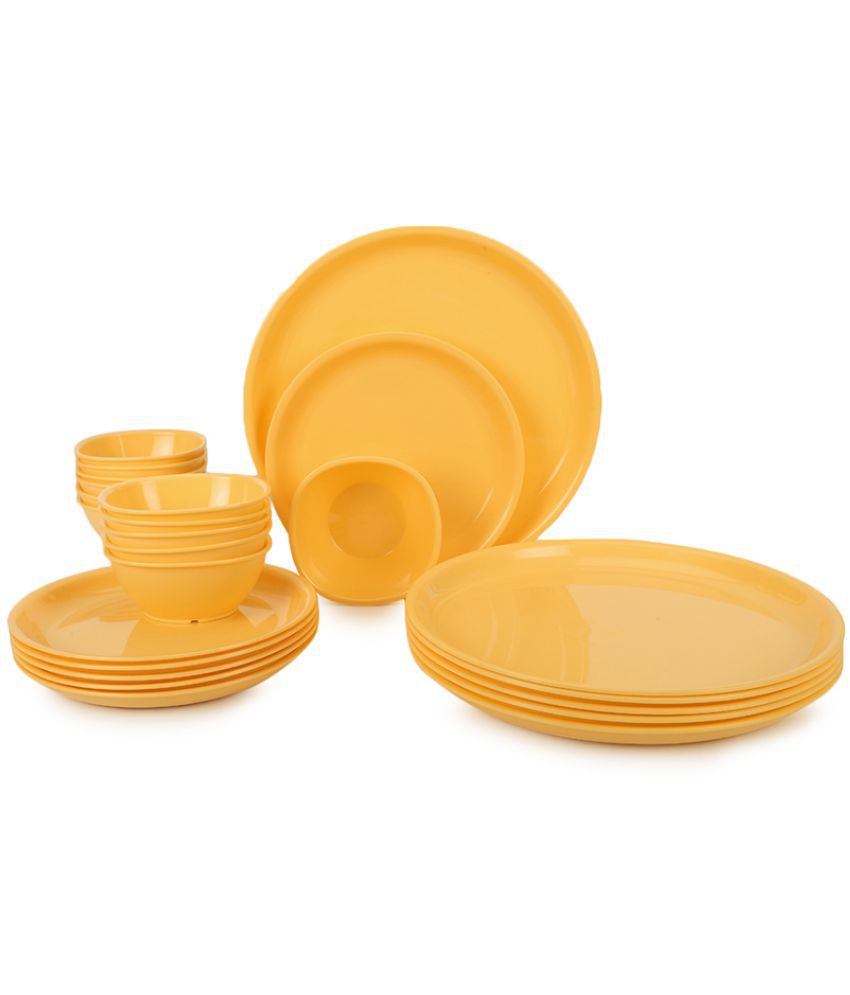     			HOMETALES - 24 Pcs Round Yellow Plastic Dinner Set ( Pack of 24 )