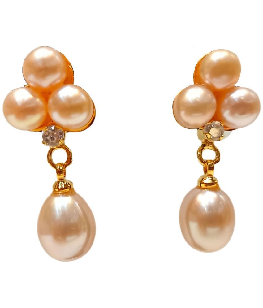     			Mannatraj Pearls & Jewellers - Pink Danglers Earrings ( Pack of 1 )