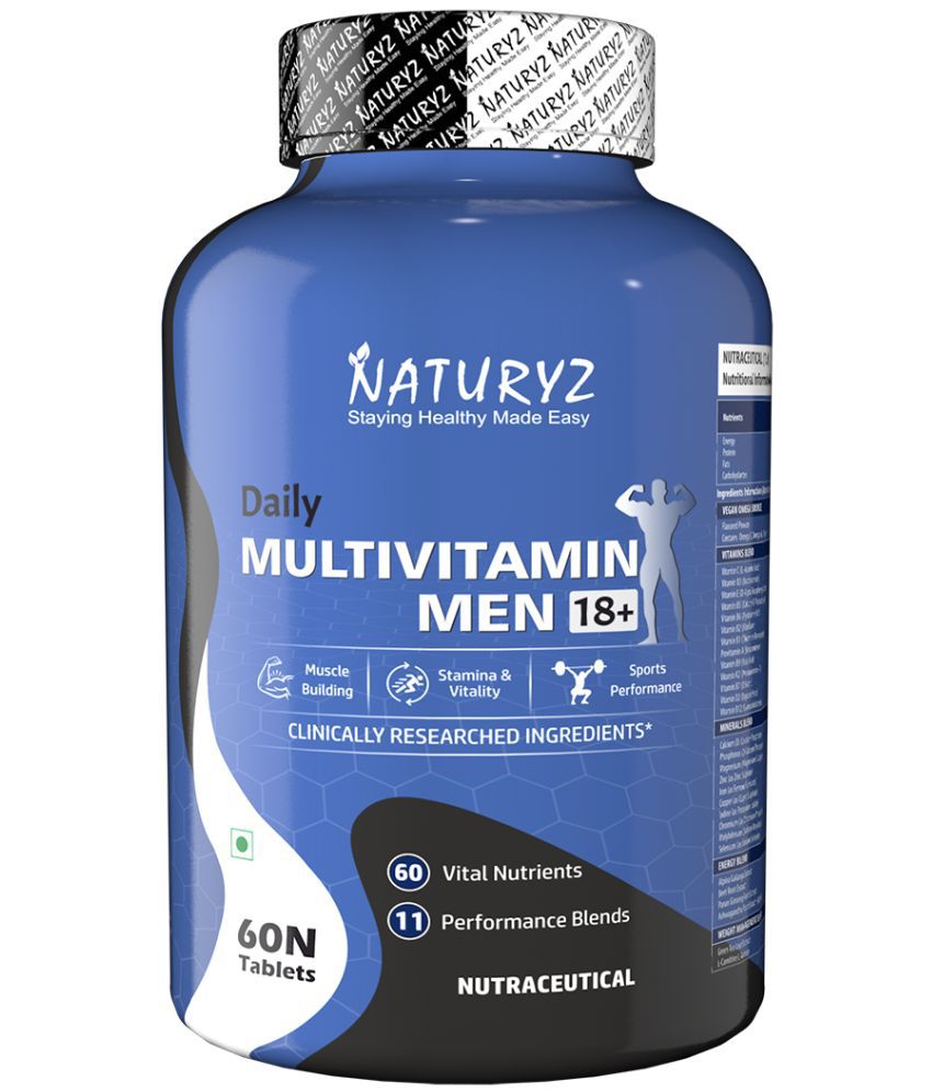    			NATURYZ Daily Multivitamin Men 18+ with Highest 60 Nutrients & 11 Performance Blends, 60 Tablets