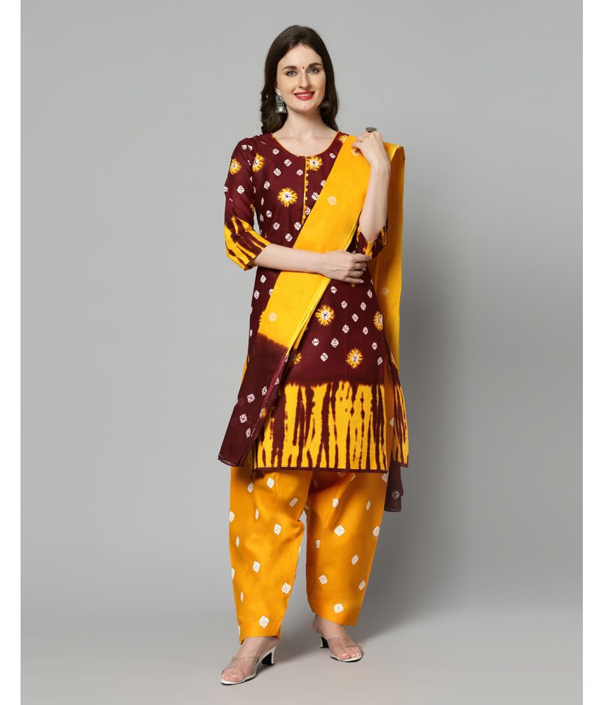     			shree jeenmata collection Unstitched Cotton Printed Dress Material - Maroon ( Pack of 1 )