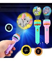 3 Slides Flashlight Projector Torch for Kids Projection Light Toy Slide Flashlight Lamp Education Learning Night Light Before Going to Bed(Random Slides) (Projector Torch)