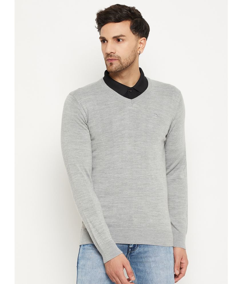     			98 Degree North Woollen Blend V-Neck Men's Full Sleeves Pullover Sweater - Grey ( Pack of 1 )