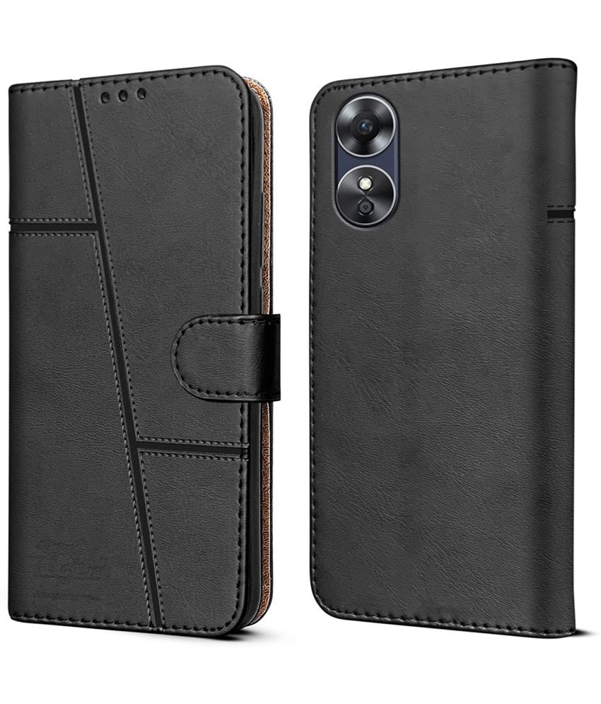     			NBOX - Black Flip Cover Artificial Leather Compatible For Oppo F23 5G ( Pack of 1 )