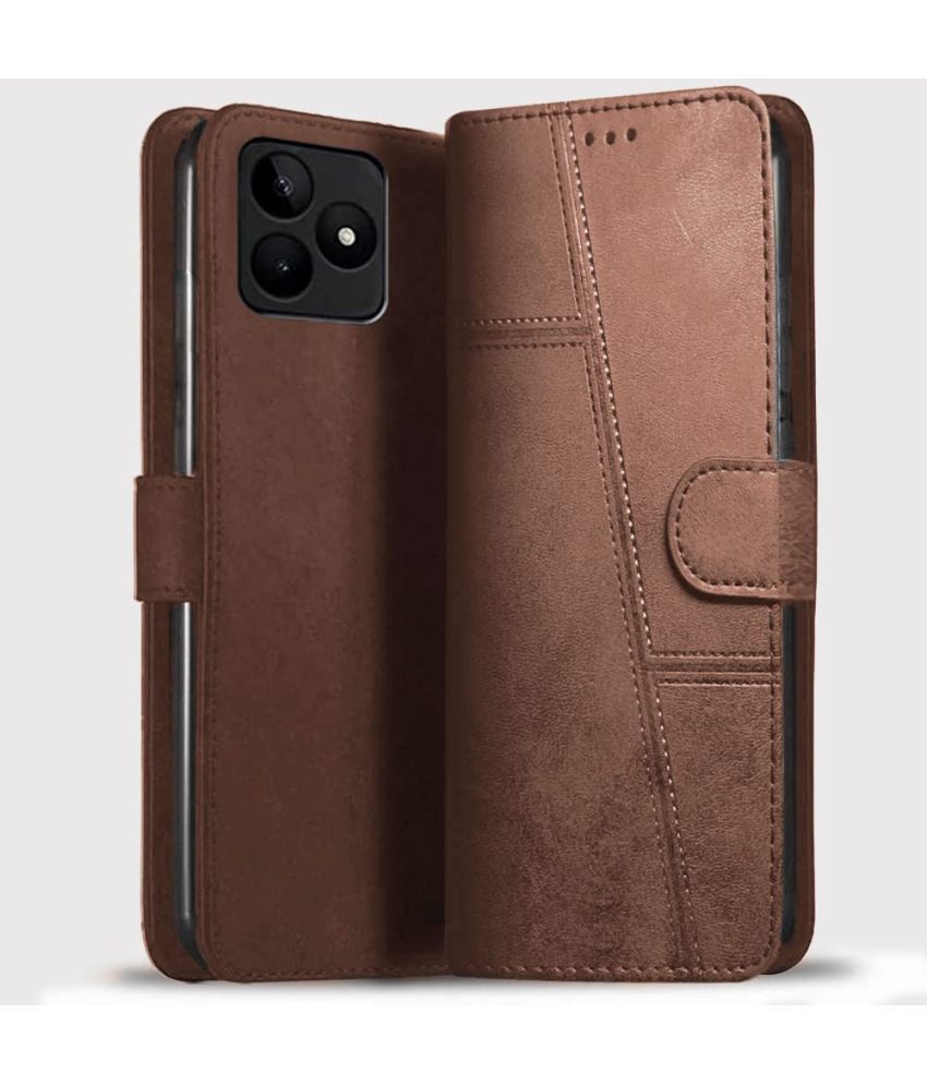     			NBOX - Brown Flip Cover Artificial Leather Compatible For Realme Narzo N53 ( Pack of 1 )