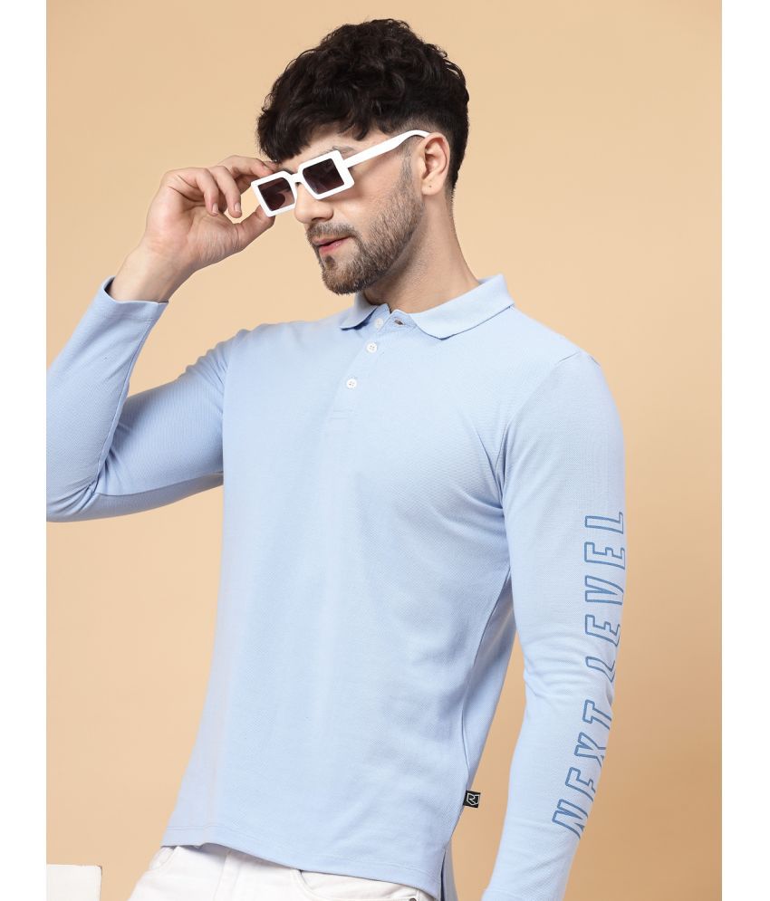     			Rigo Cotton Slim Fit Solid Full Sleeves Men's Polo T Shirt - Light Blue ( Pack of 1 )