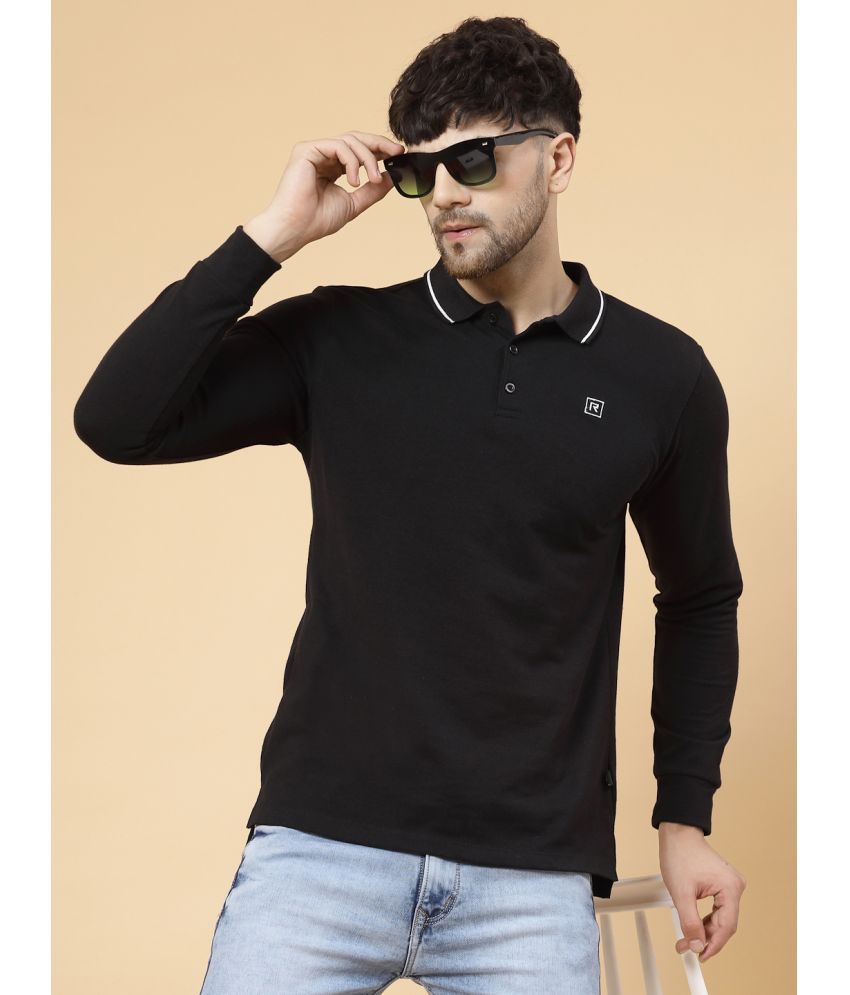     			Rigo Cotton Slim Fit Solid Full Sleeves Men's Polo T Shirt - Black ( Pack of 1 )
