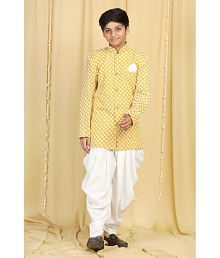 AJ Dezines - Yellow Cotton Blend Boys Sherwani ( Pack of 1 )