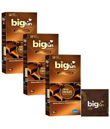 BIGFUN Chocolate Flavored Ribbed, Dotted &amp; Contoured 10pcs Each Condom (Set of 3, 30 Sheets)