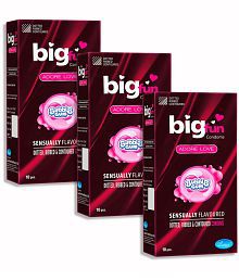 BIGFUN Dotted &amp; Ribbed 10pcs Each ( Bubblegum ) Condom (Set of 3, 30 Sheets)
