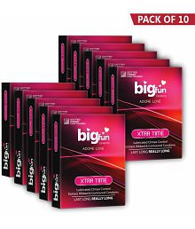BIGFUN Lubricated Dotted Condoms 3pcs Each (Xtra Time) Condom (Set of 10, 30 Sheets)
