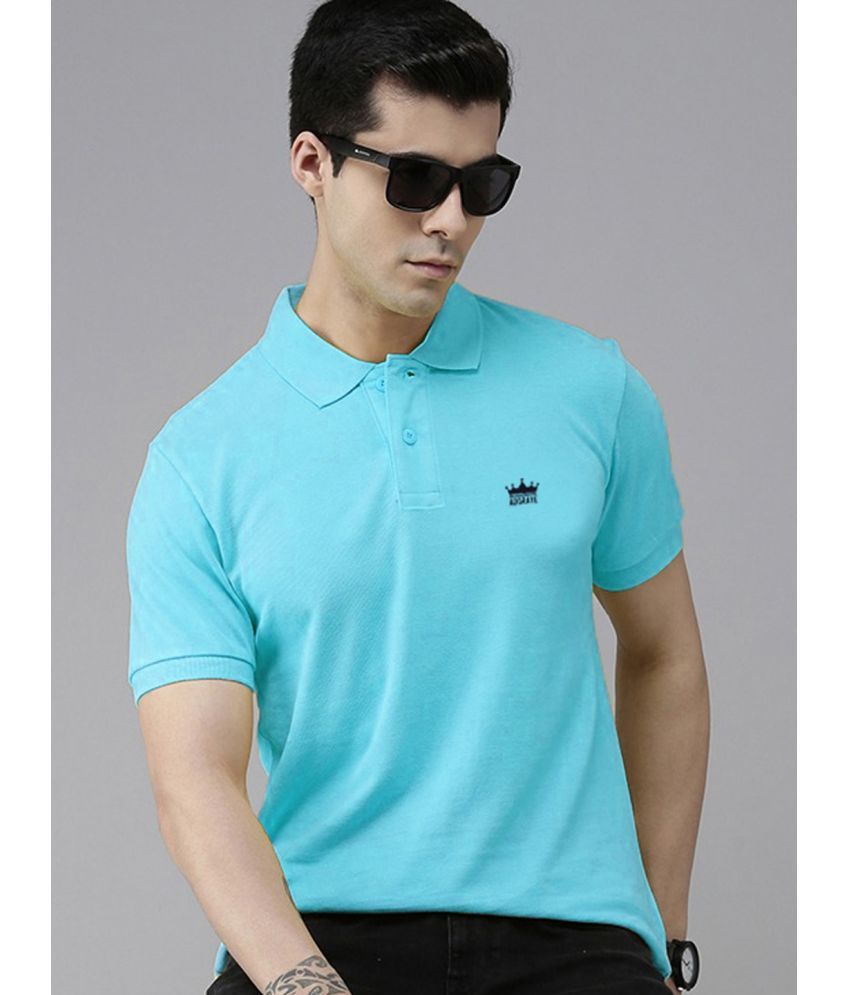     			ADORATE Pack of 1 Cotton Blend Regular Fit Solid Half Sleeves Men's Polo T Shirt ( Sky Blue )