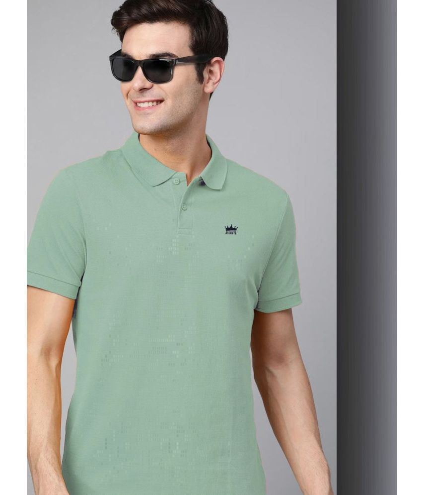     			ADORATE Cotton Blend Regular Fit Solid Half Sleeves Men's Polo T Shirt - Green ( Pack of 1 )